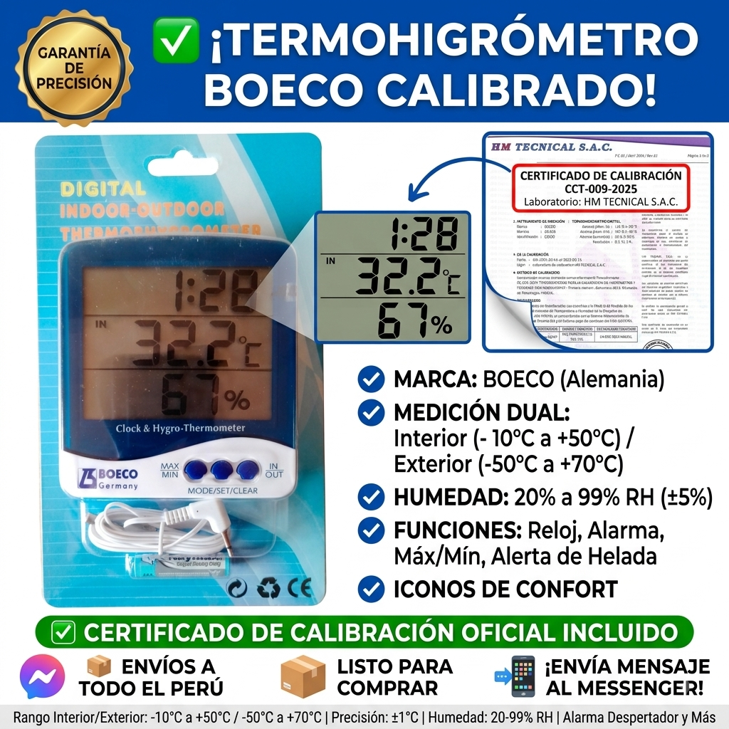 OFERTA TERMOHIGROMETRO CALIBRADO CON TRAZABILIDAD A INACAL