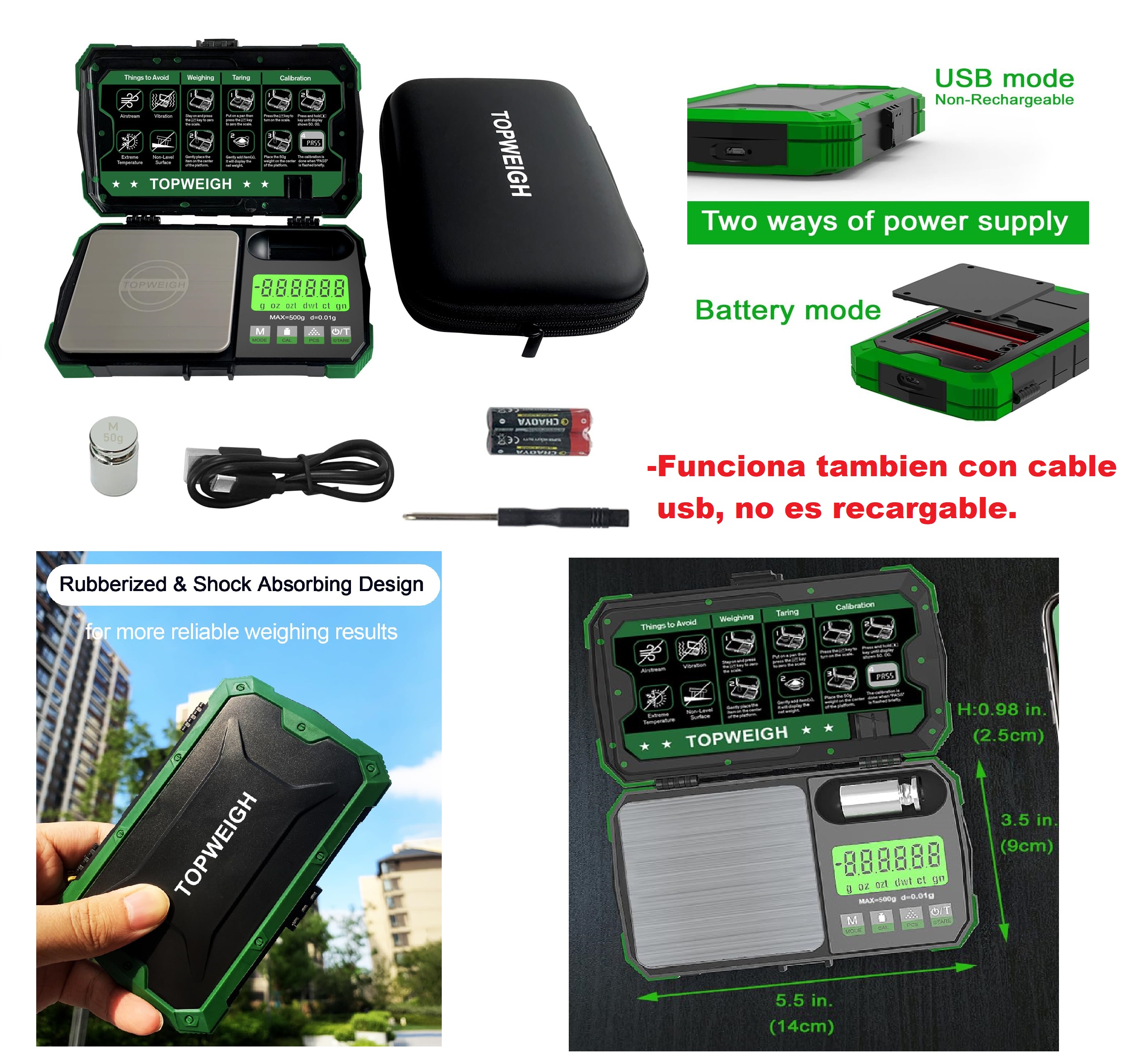 BALANZA DE BOLSILLO DIGITAL CON PESA DE CALIBRACION PARA JOYAS 500GX0.01G