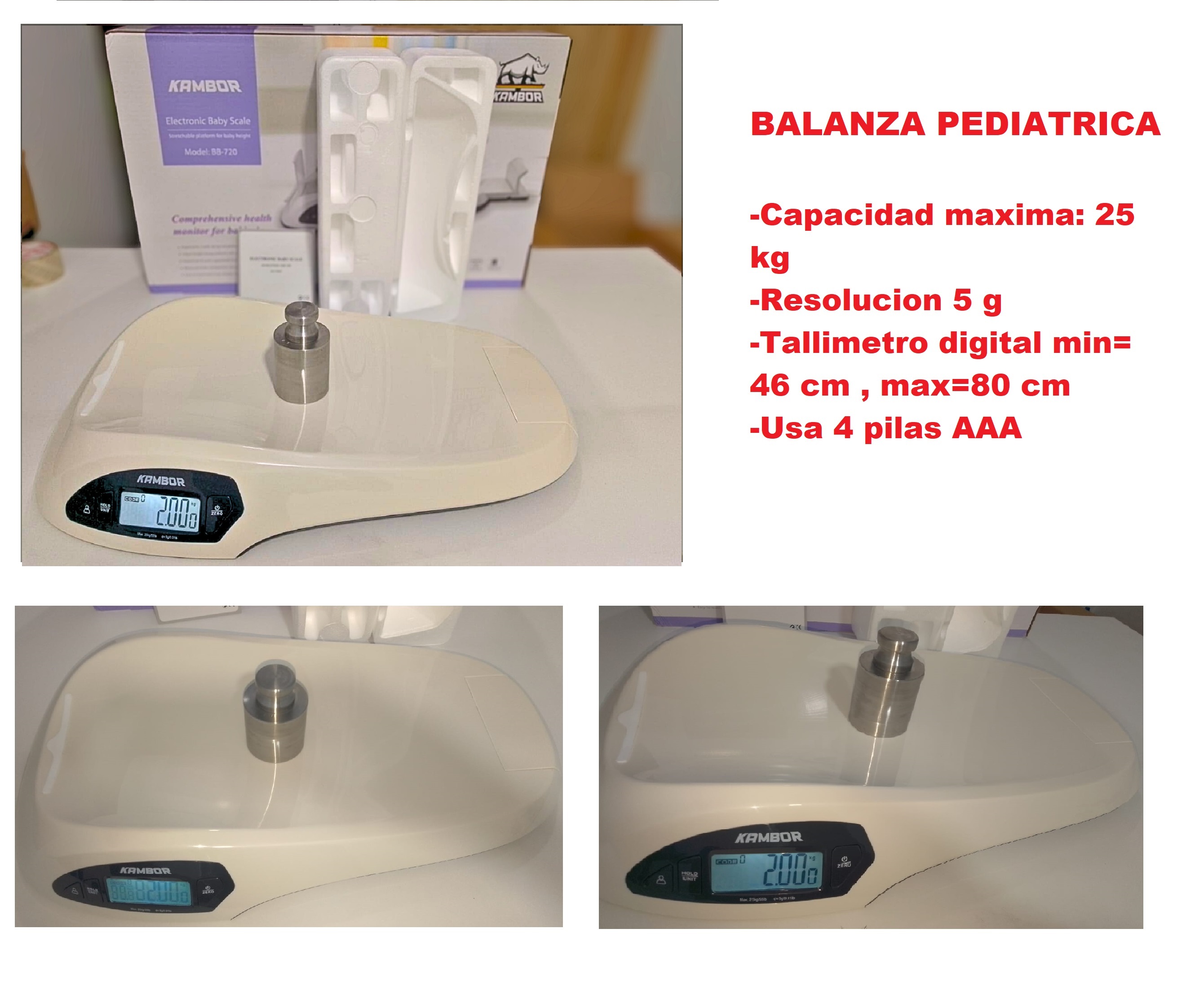 BALANZA DIGITAL PEDIATRICA DE 25Kg X 5g CON TALLIMETRO