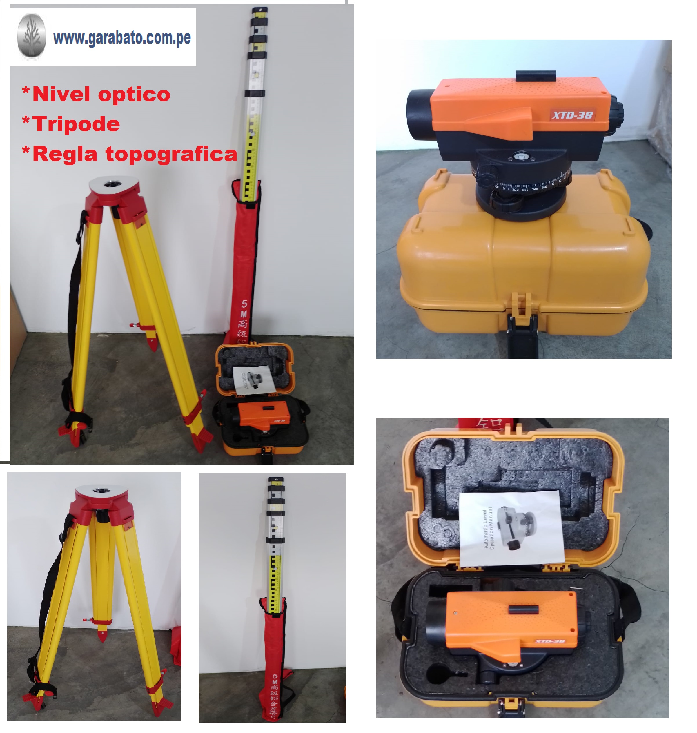 NIVEL AUTOMATICO MAS TRIPODE Y REGLA TOPOGRAFICA XTD